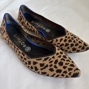 Rothy’s The Point Leopard Print Flats Womens 9 Brown Black Knit Shoes